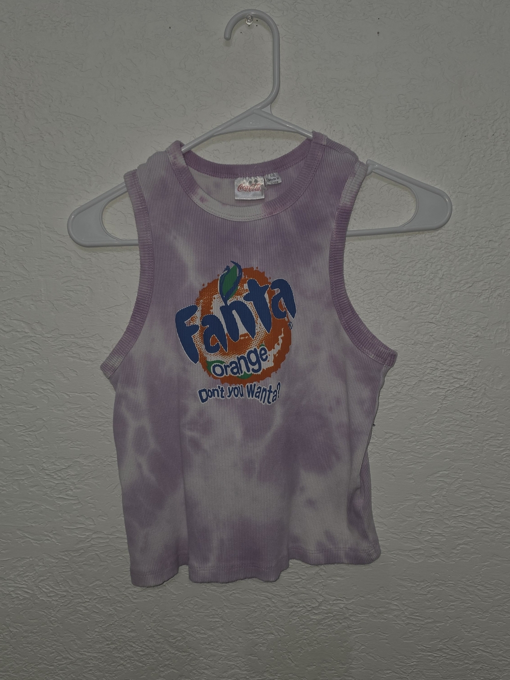 Coca Cola Fanta Orange Tie Dye Purple Crop Tank Top XXL